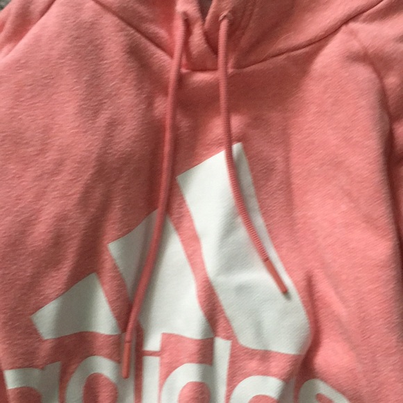 Adidas hoodie in light pink with white print. - Picture 4 of 5